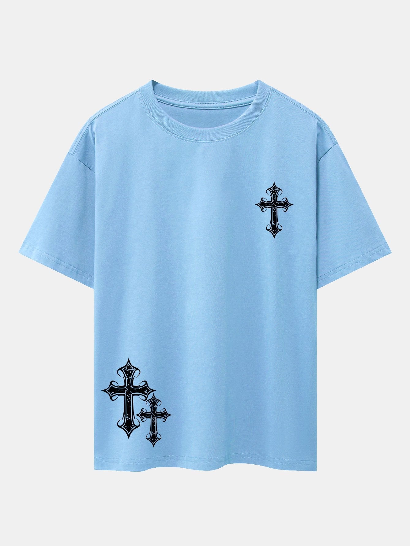 Cross Print Drop Shoulder Oversize T-Shirt