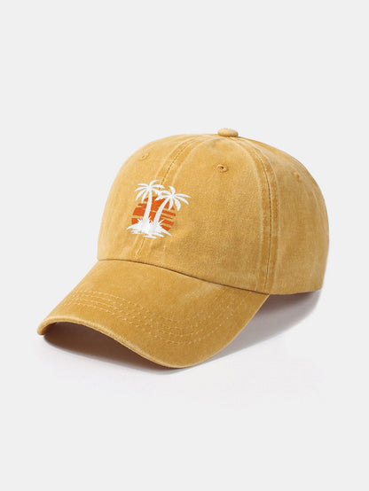 Coconut tree sunset pattern classic retro washed cotton casual baseball cap