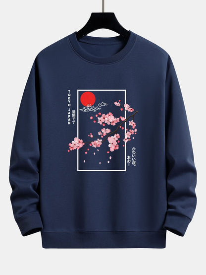 Cherry Blossom Slogan Print Relax Fit Sweatshirt