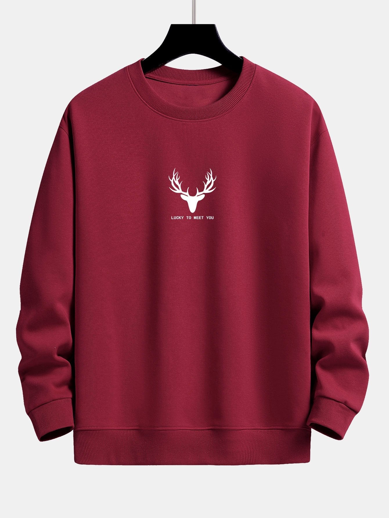 Silhouette Head Deer Print Relax Fit Sweatshirt