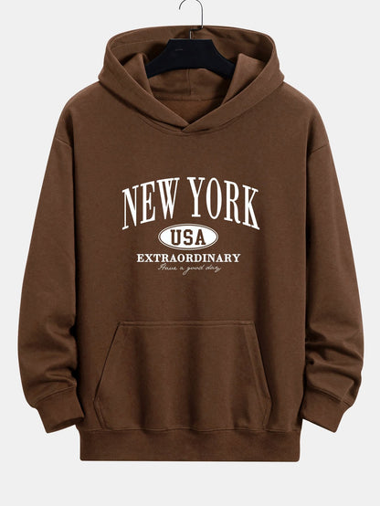 New York Print Relax Fit Hoodie