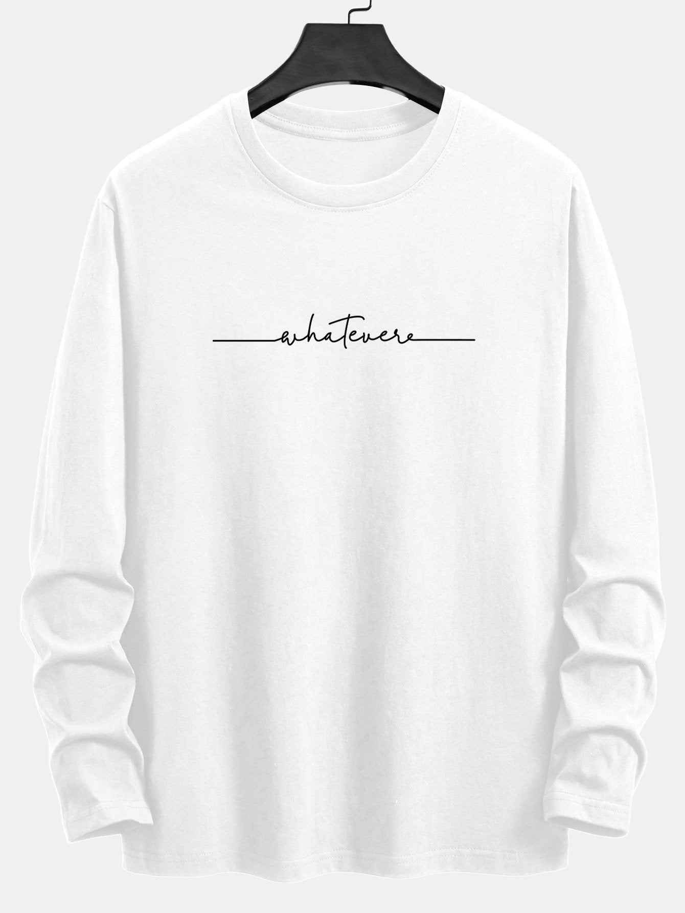 Long Sleeve Slogan Print Cotton T-Shirt