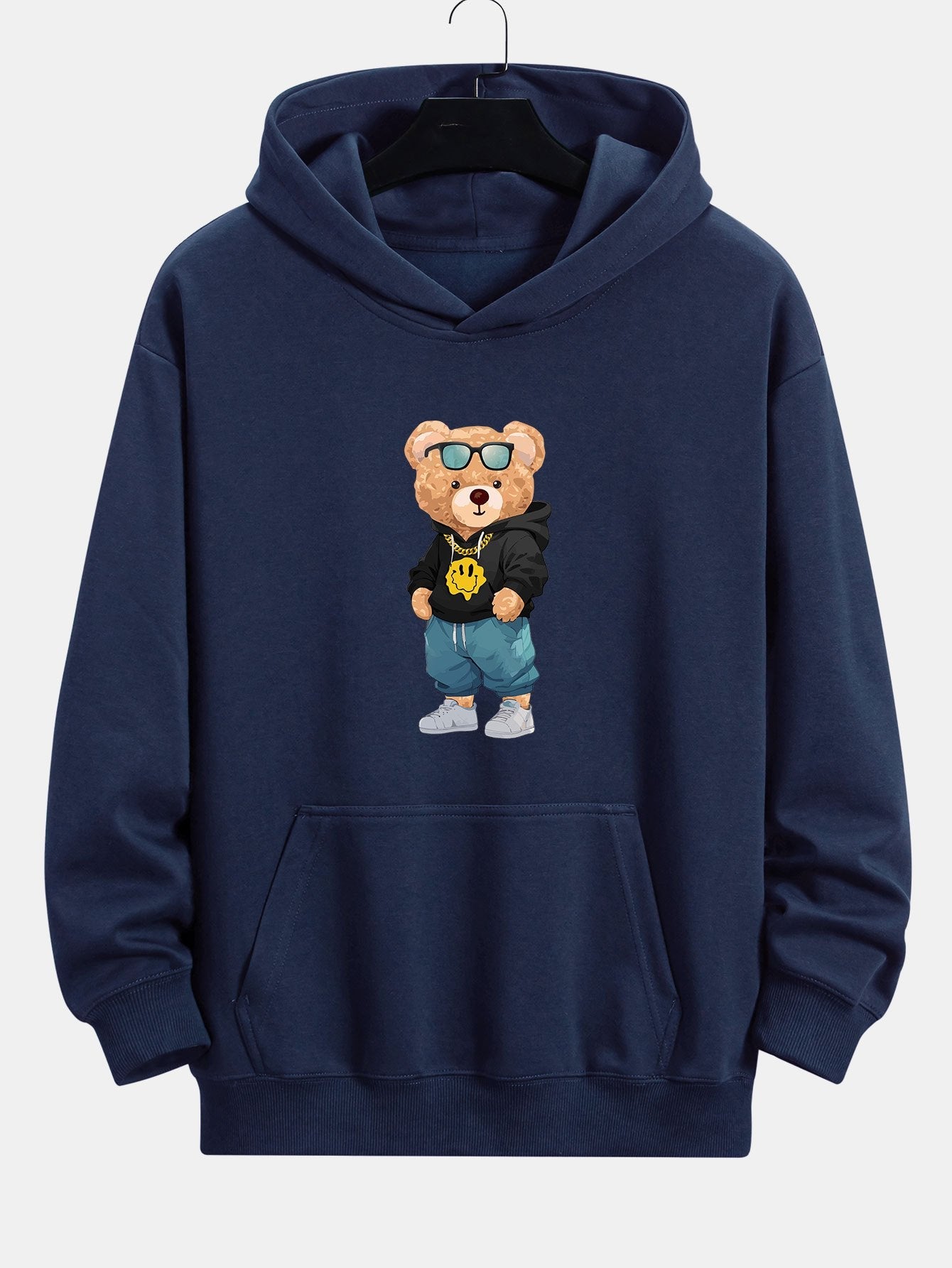 Hip Hop Bear Print Relax Fit Hoodie