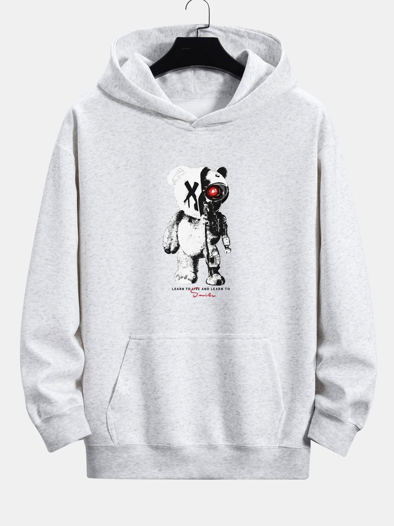 Robot Bear Print Relax Fit Hoodie