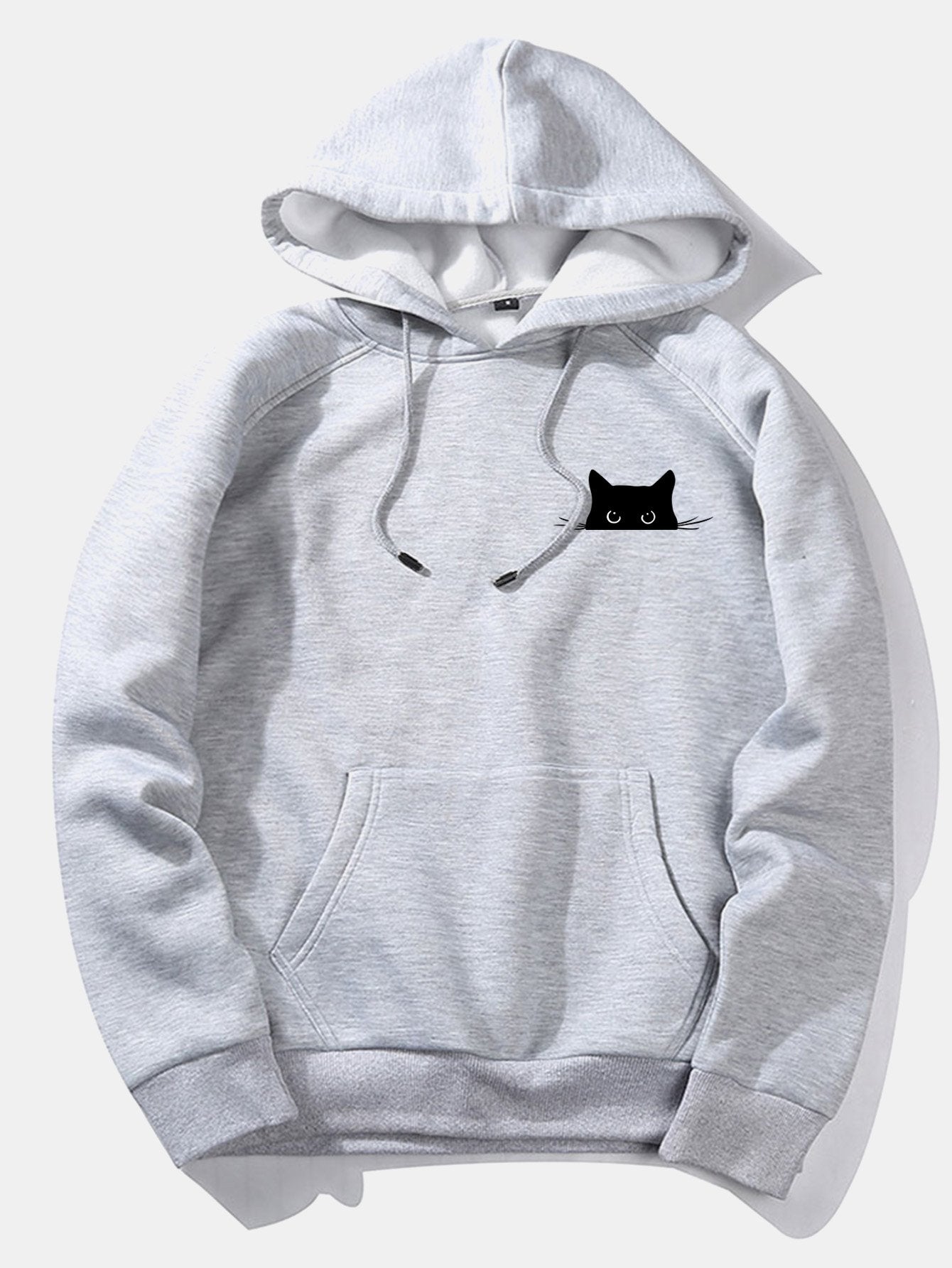 Black Cat Print Hoodie