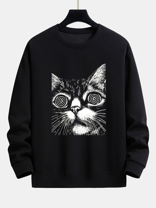 Sketch Cat Print Relax Fit Sweatshirt