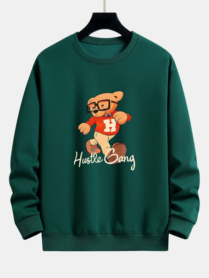 Bear With Glasses Print Relax Fit Sweatshirt