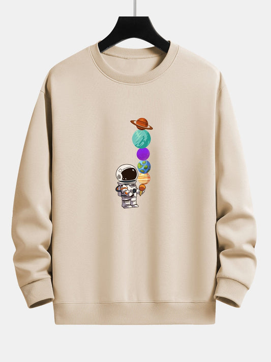 Planet Astronaut Print Relax Fit Sweatshirt