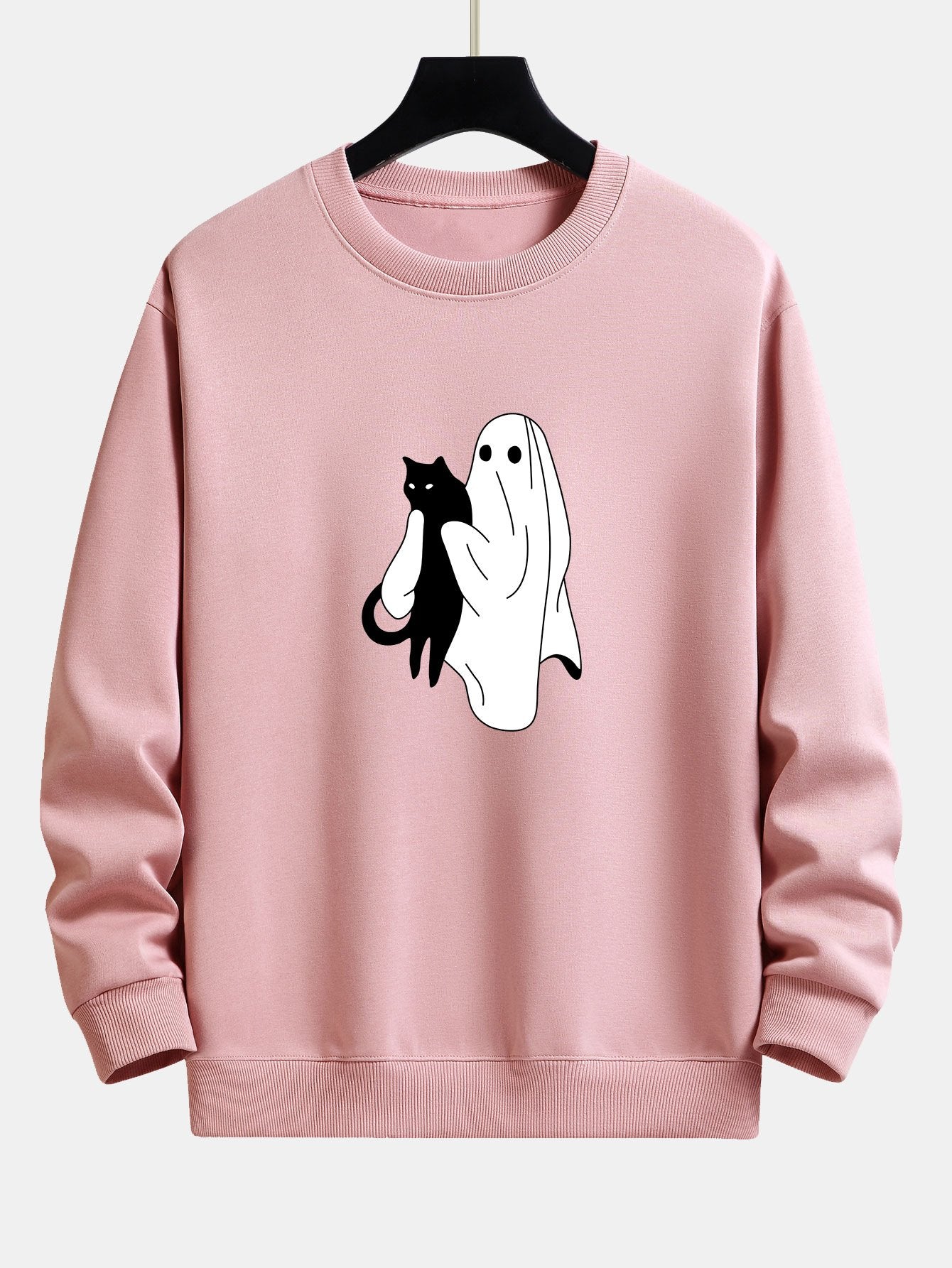 Ghost Black Cat Print Relax Fit Sweatshirt