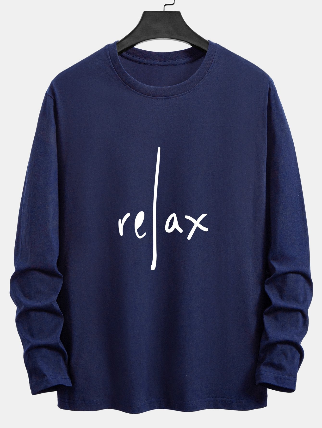 Long Sleeve Relax Slogan Print Cotton T-Shirt