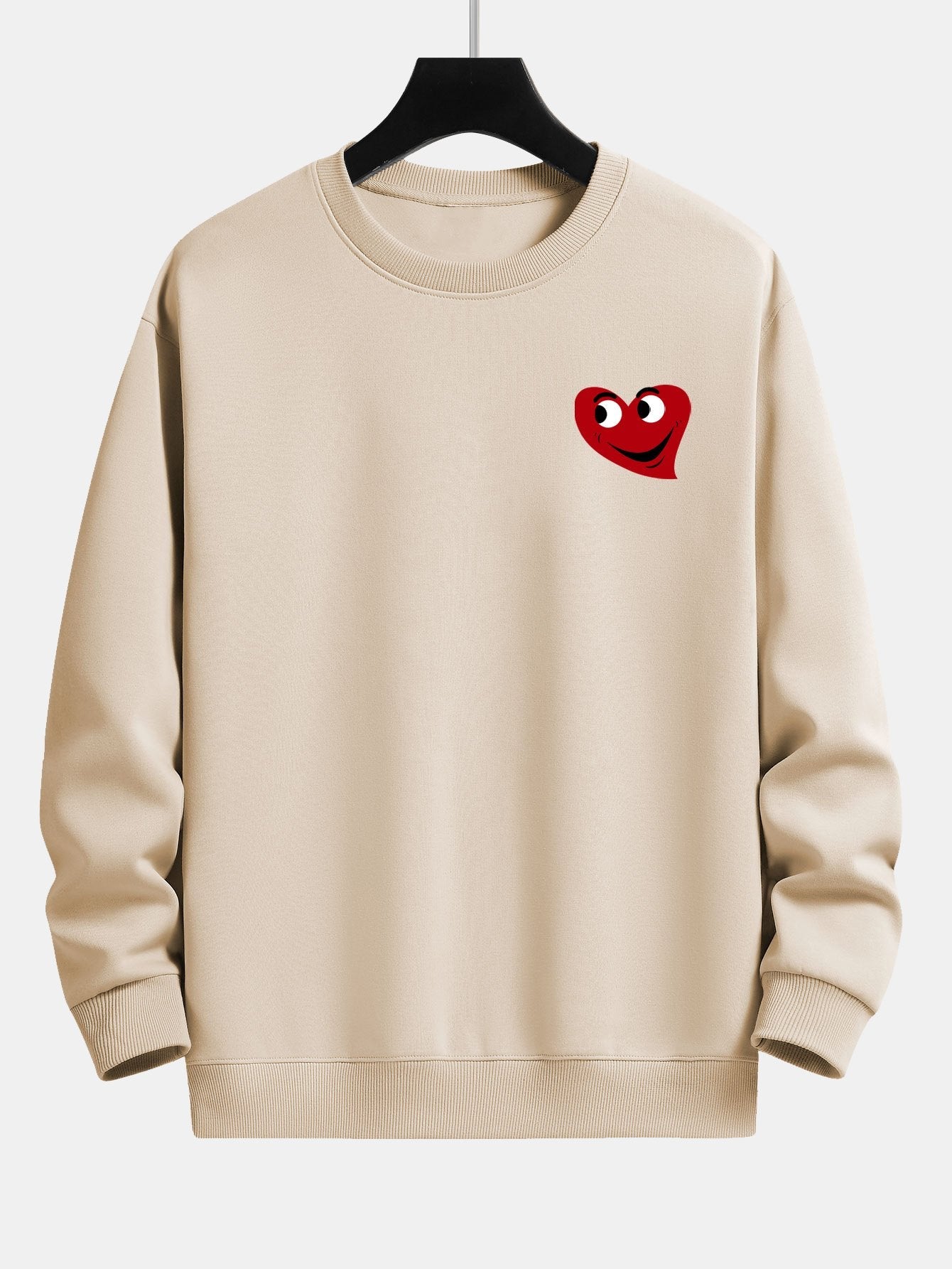 Heart Shaped Smiley Face Print Relax Fit Sweatshirt