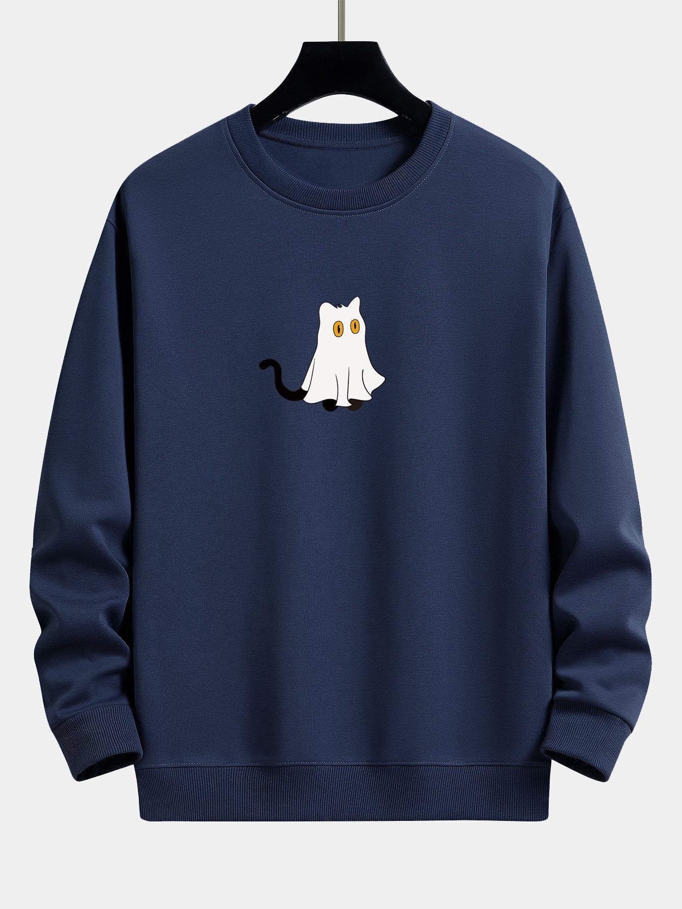 Cat Pretending To Be A Ghost Print Relax Fit Sweatshirt