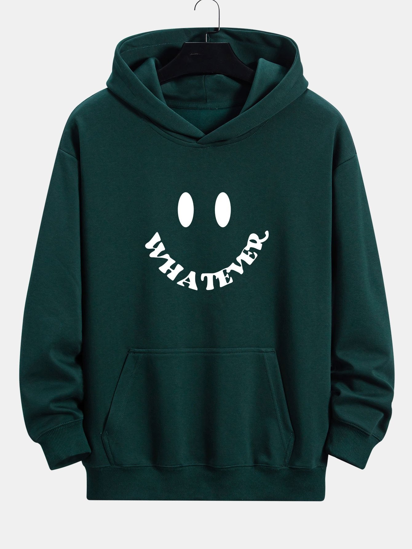 Smiley Face Slogan Print Relax Fit Hoodie