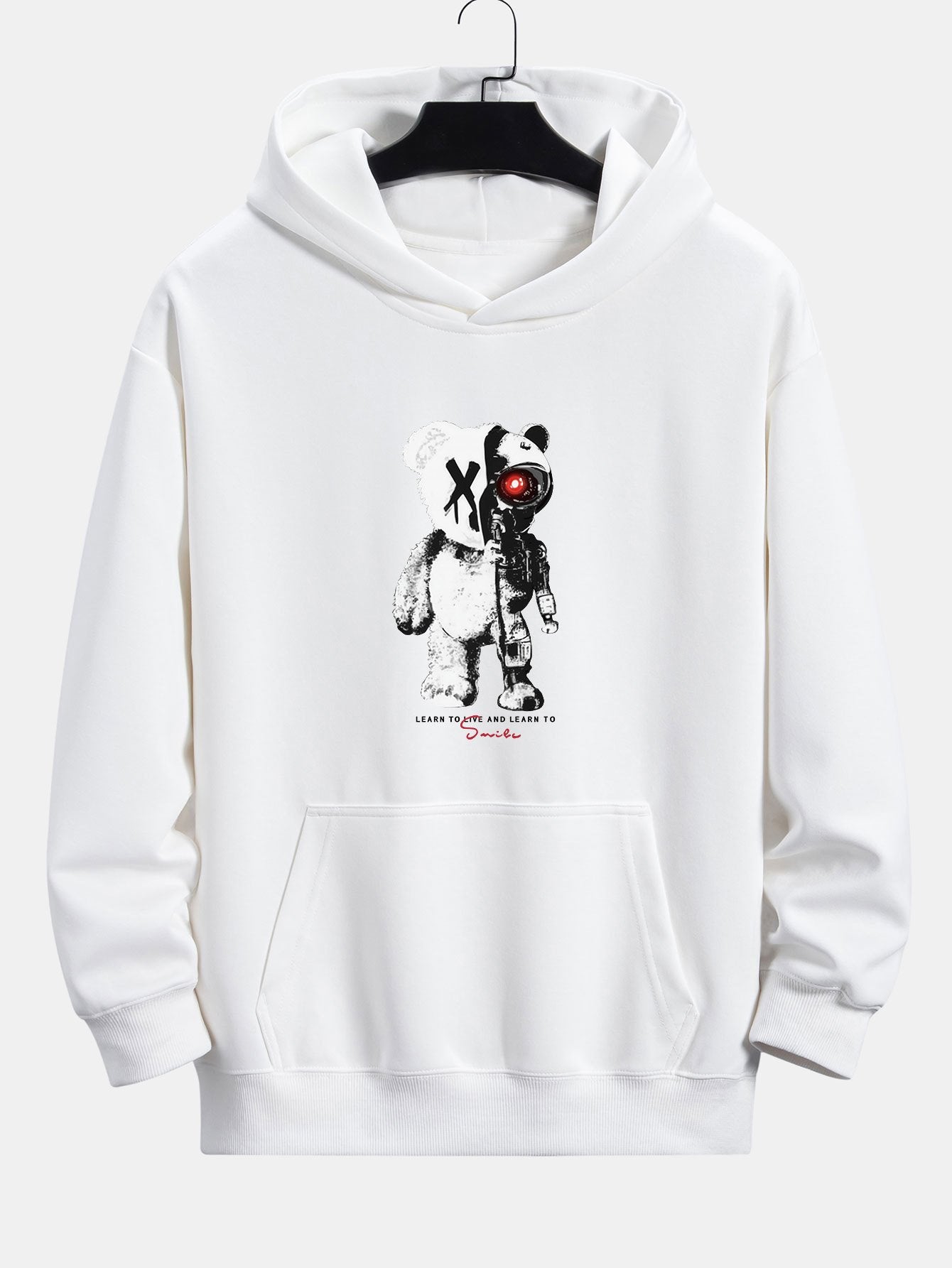 Robot Bear Print Relax Fit Hoodie