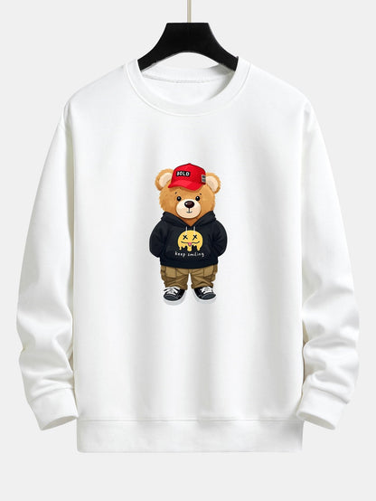 Streetwear  Bear Print Relax Fit Sweatshirt