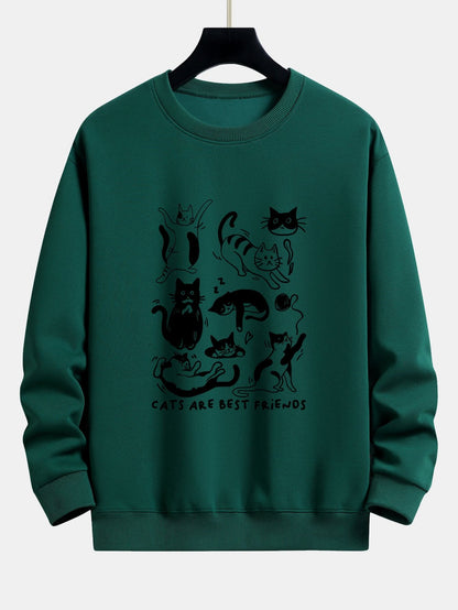 Funny Cat Print Relax Fit Sweatshirt