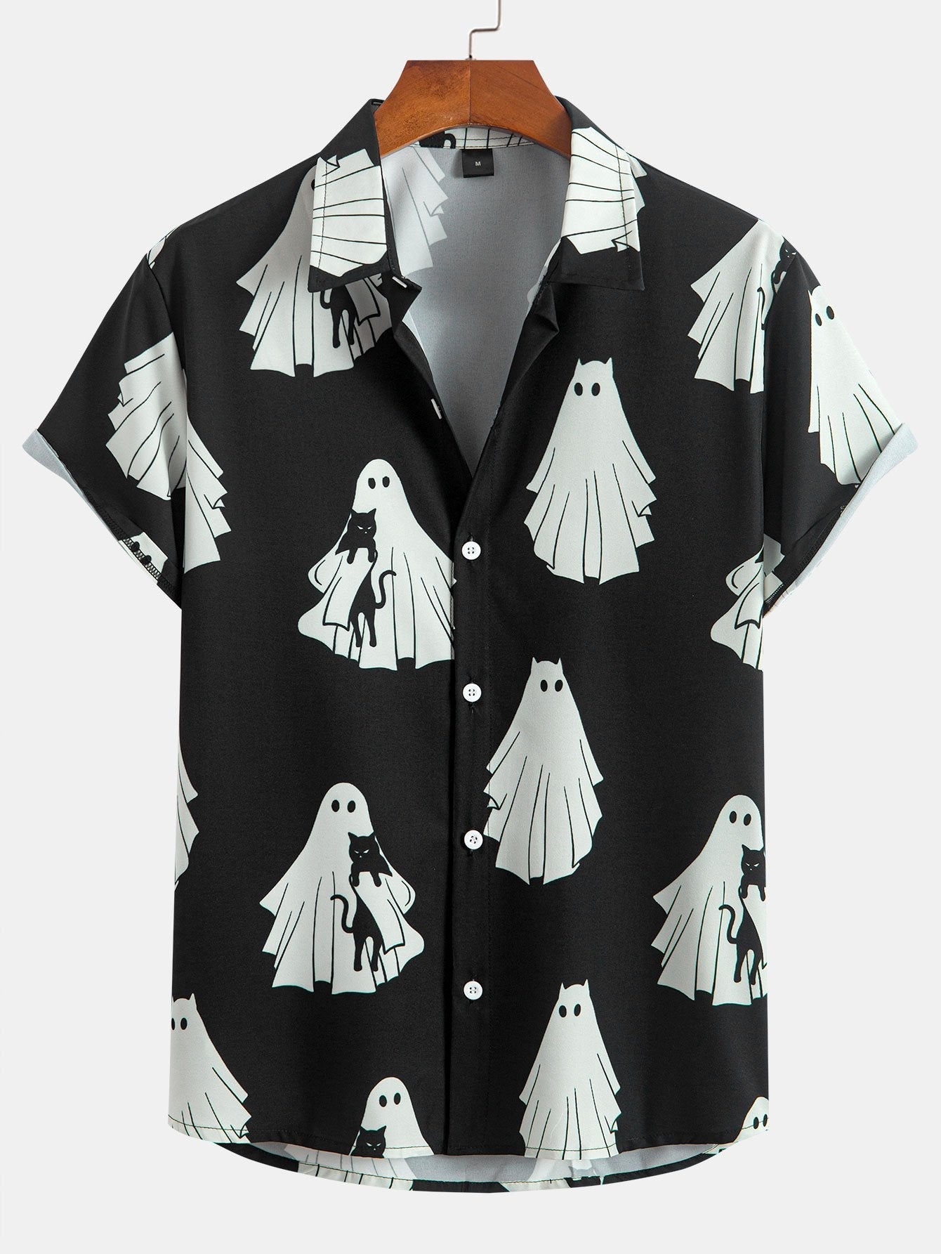 Ghost Black Cat Button Up Shirt