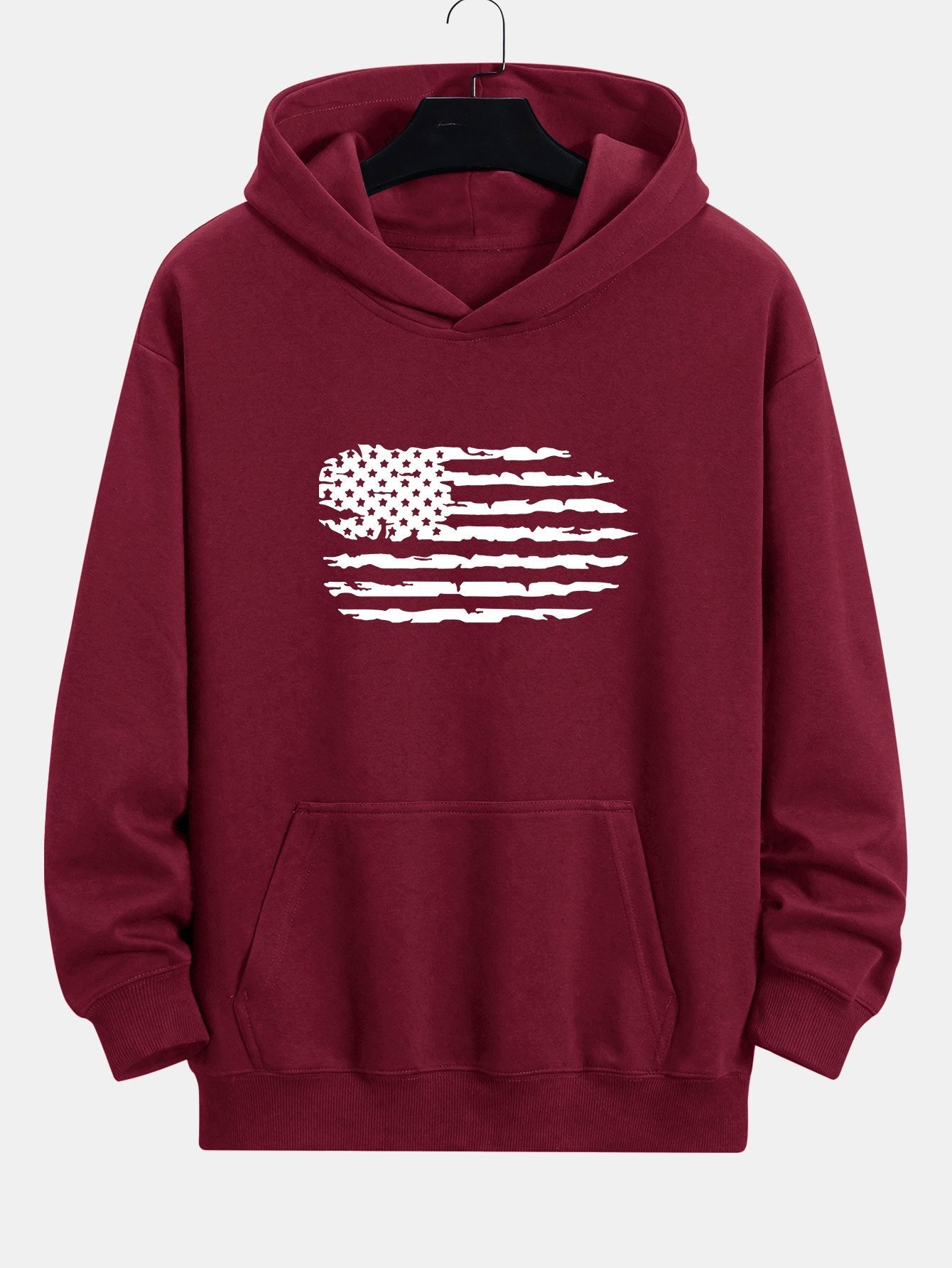 American Flag Print Relax Fit Hoodie