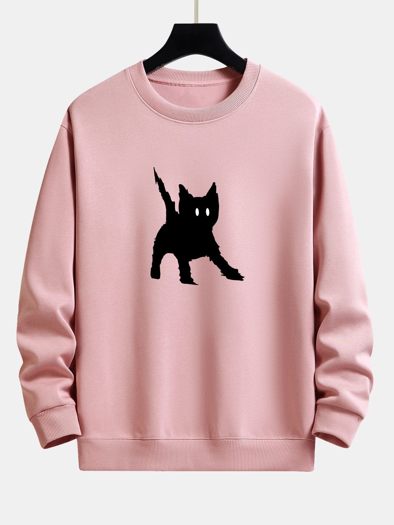 Frightened Black Cat Print Relax Fit Sweatshirt