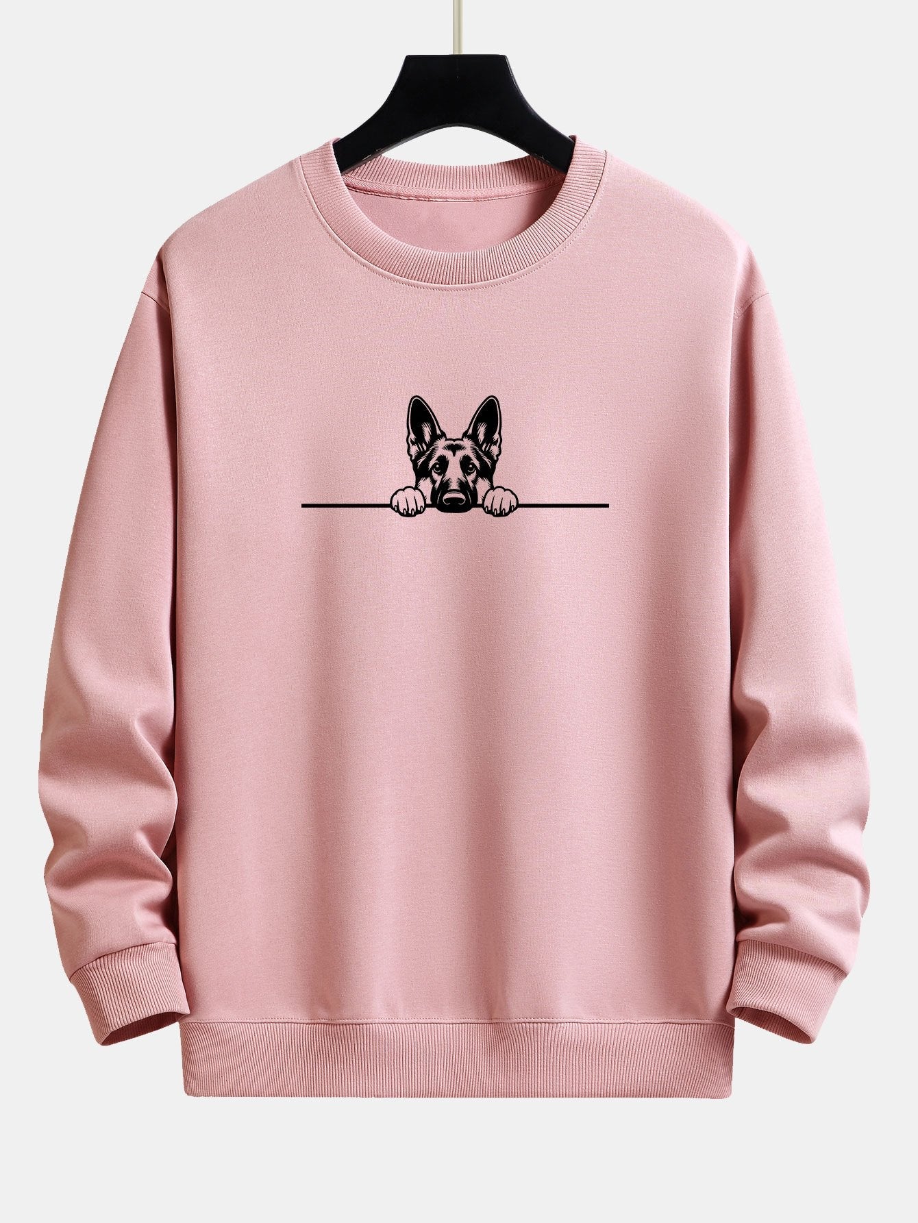 Peeking German Shepherd Dog Print Relax Fit Sweatshirt