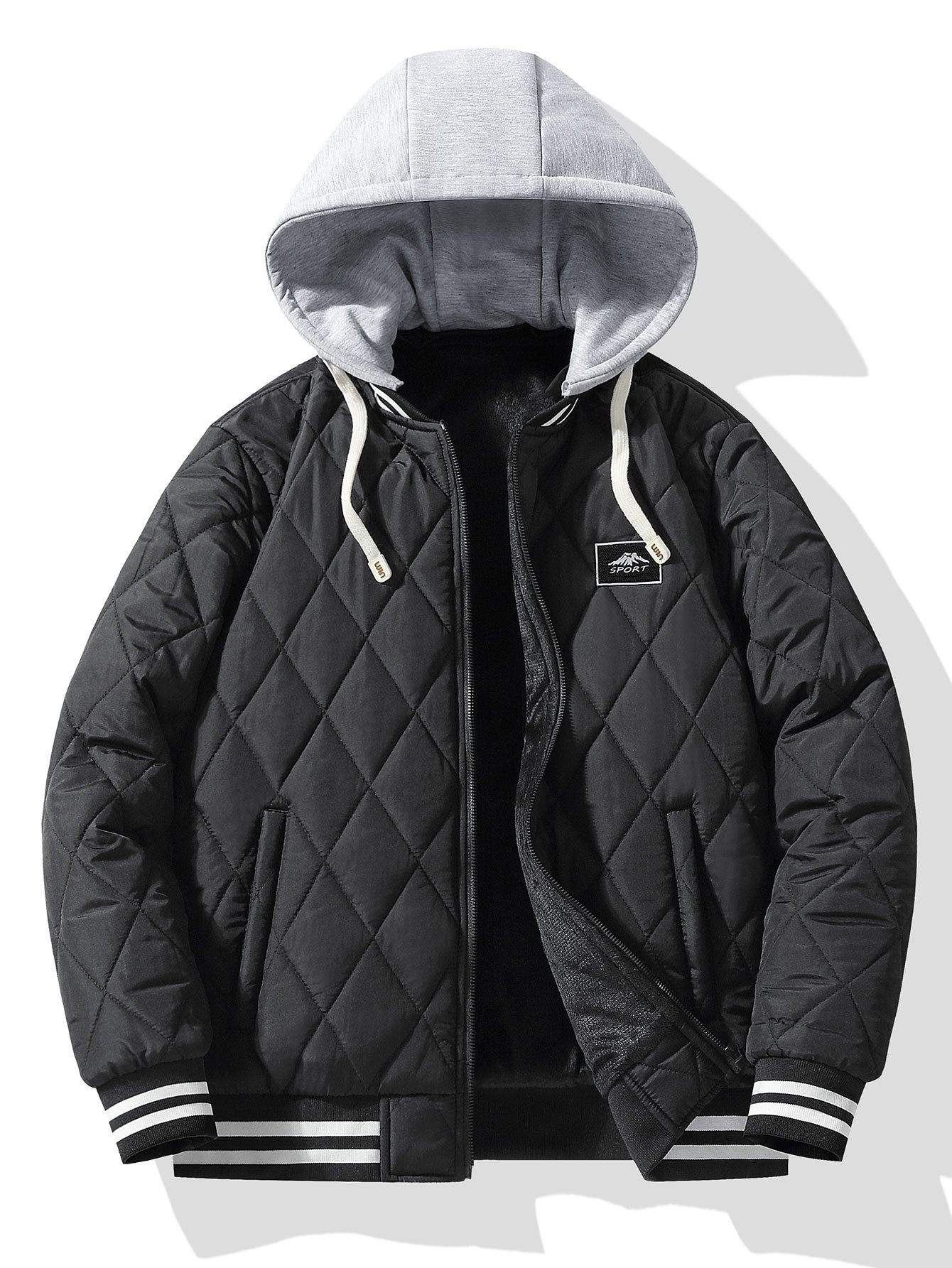 Teddy Lined Detachable Hooded Quilted Coat