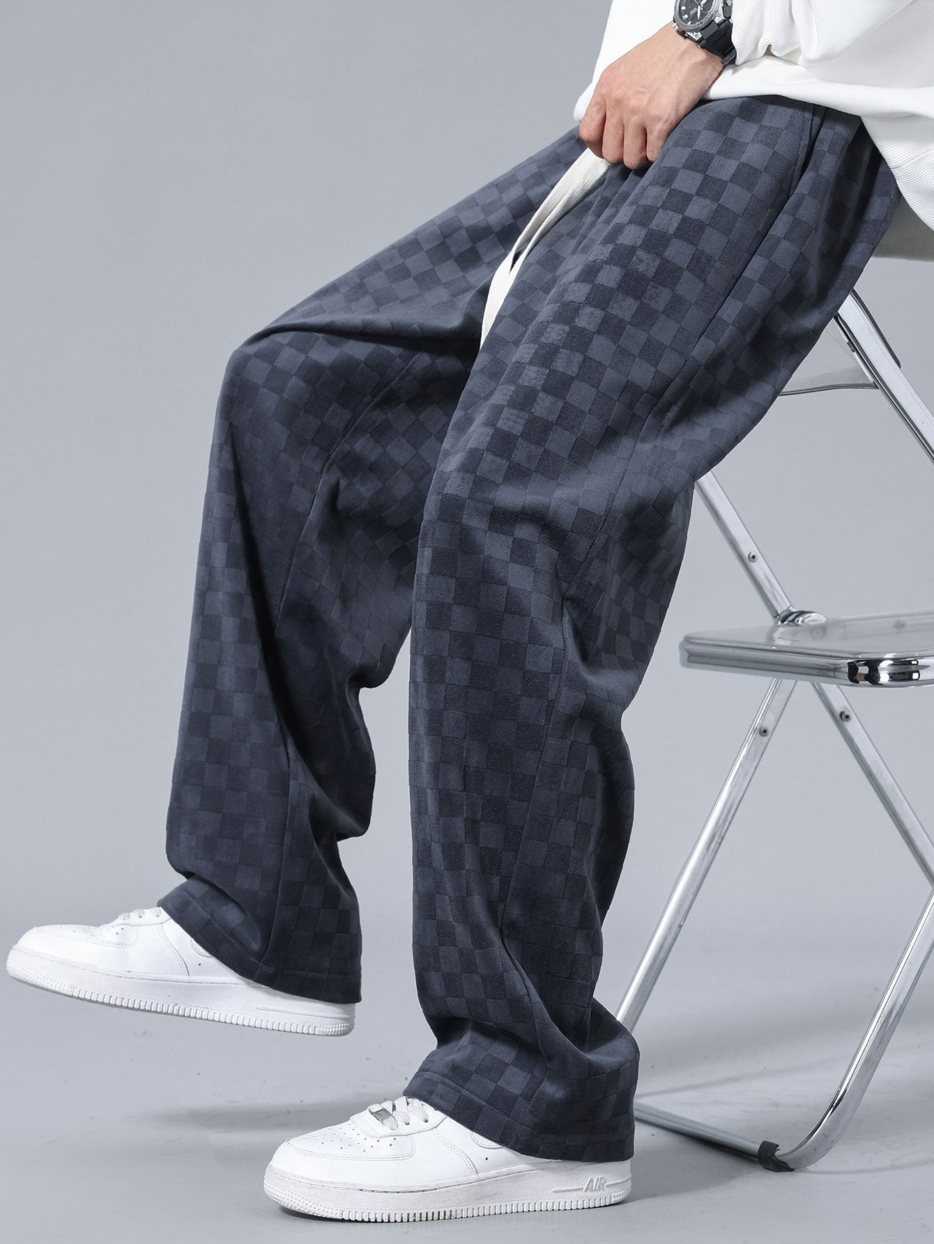 Checkerboard Straight Leg Pants