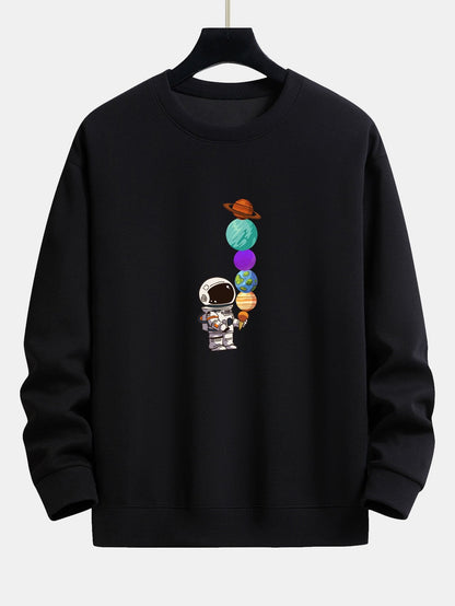 Planet Astronaut Print Relax Fit Sweatshirt