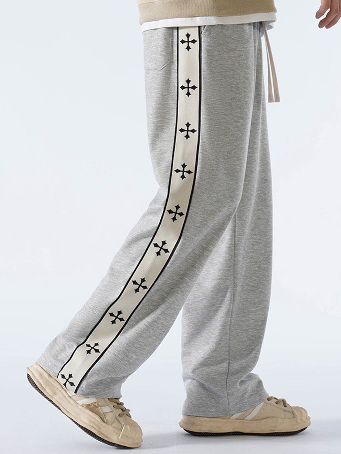 Relax Fit Cross Side Stripe Straight Leg Pants