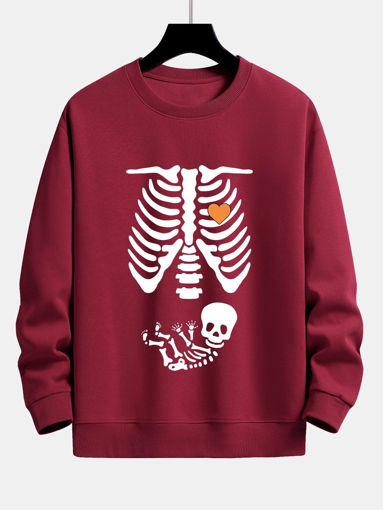 Funny Skeleton Baby Print Relax Fit Sweatshirt