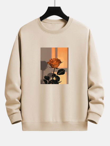 Sunset Rose Print Relax Fit Sweatshirt