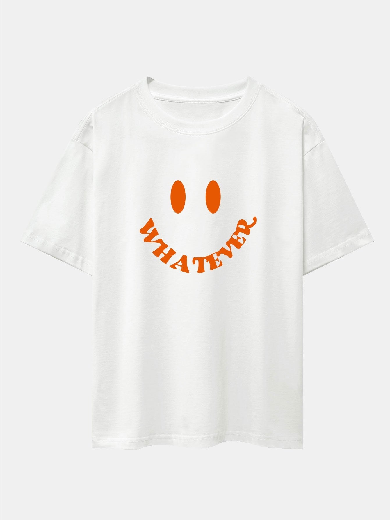 Smiley Face Slogan Print Drop Shoulder Oversize T-Shirt