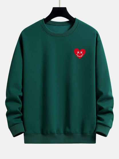 Heart Shaped Smiley Face Print Relax Fit Sweatshirt