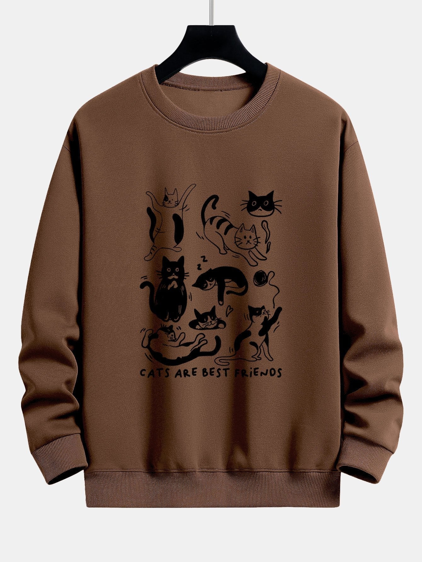 Funny Cat Print Relax Fit Sweatshirt