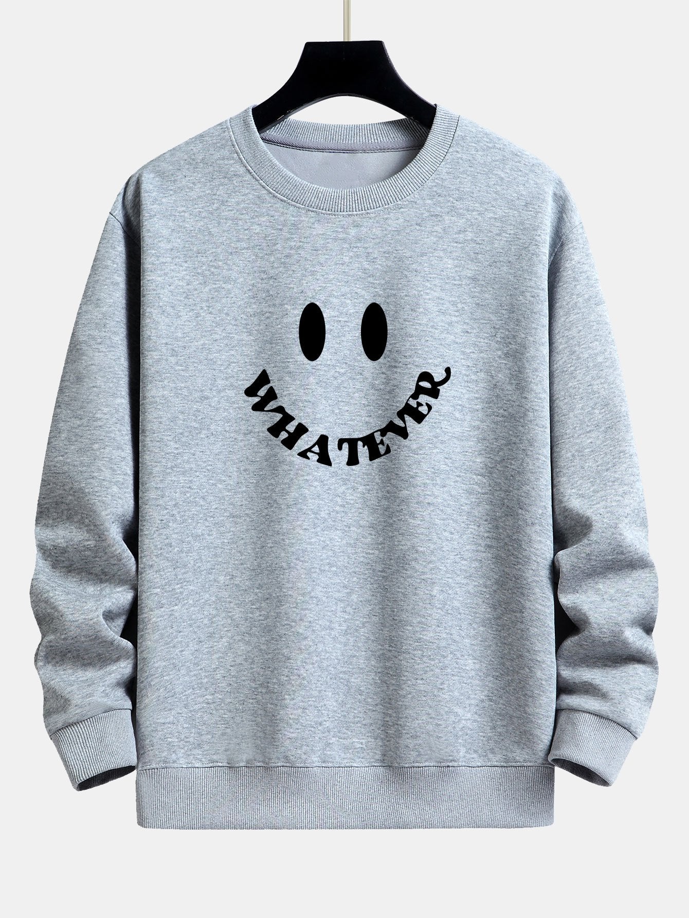 Smiley Face Slogan Print Relax Fit Sweatshirt