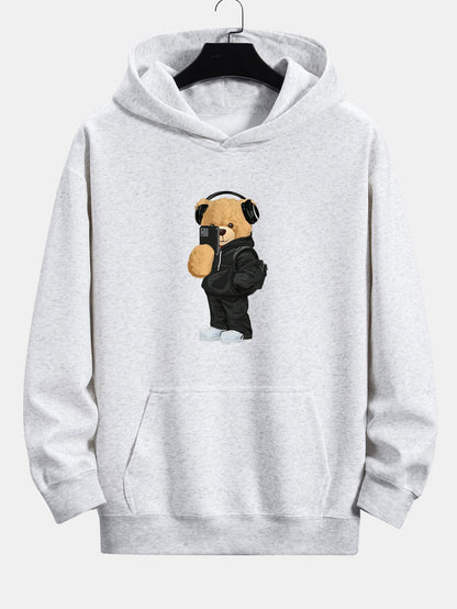 Fashion Bear Taking Photo Print Relax Fit Hoodie