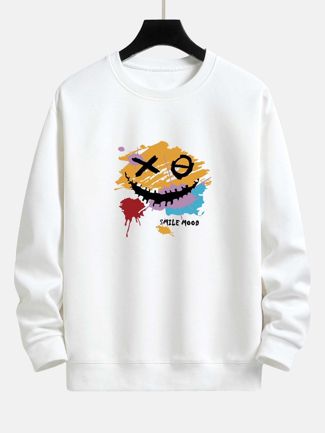 Graffiti Smiley Face Print Relax Fit Sweatshirt