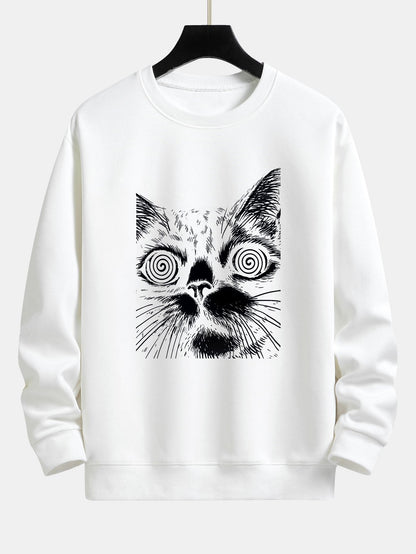 Sketch Cat Print Relax Fit Sweatshirt