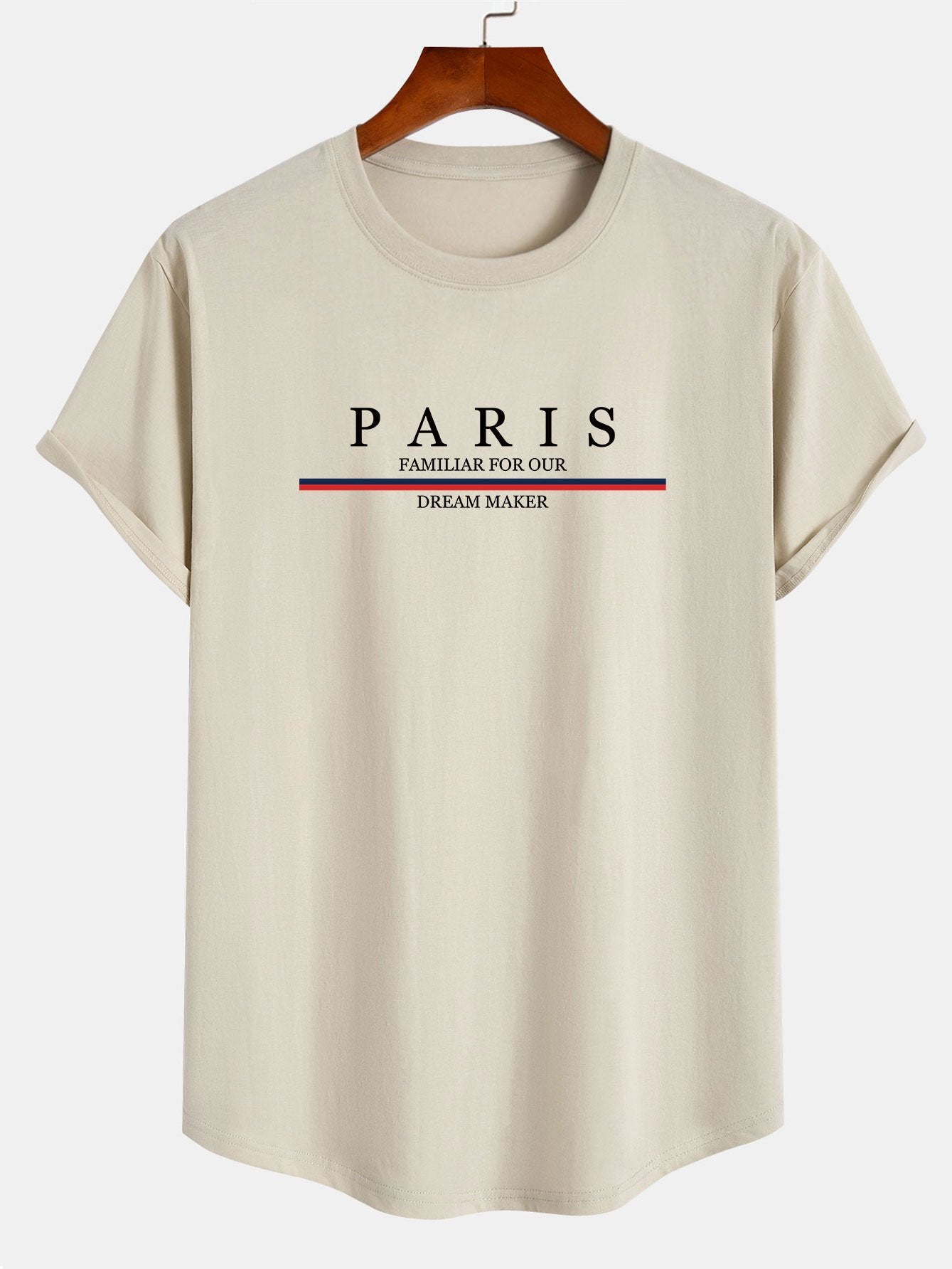 Stripe Paris Slogan Print Cotton Arc Home T-Shirt