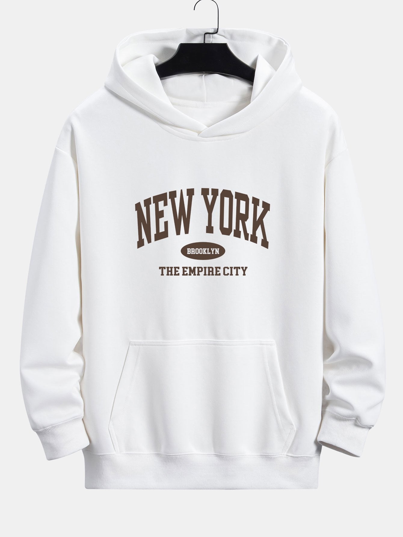 New York Slogan Print Relax Fit Hoodie