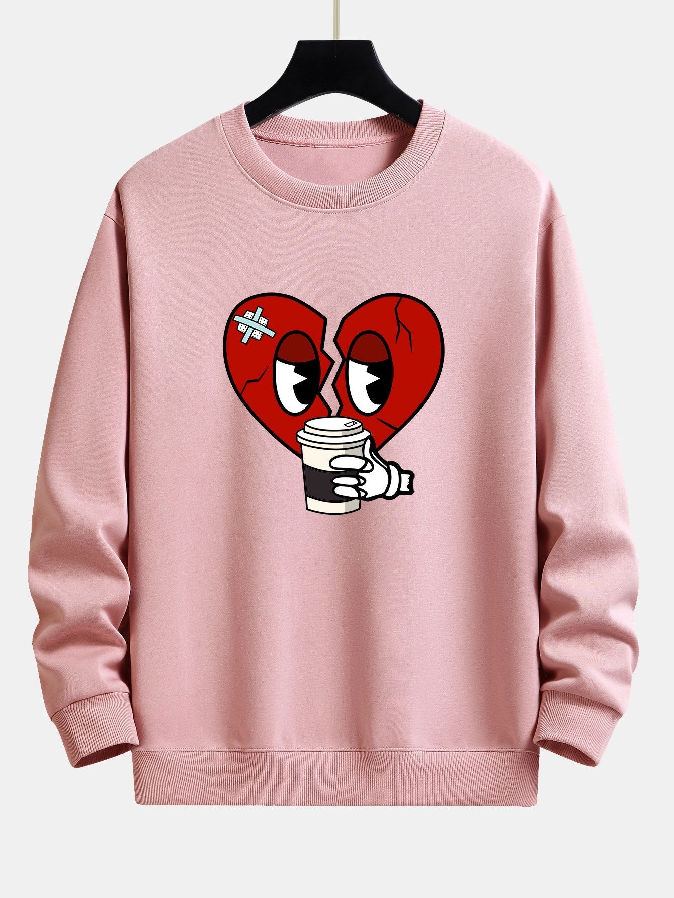 Drinking Coffee With A Broken Heart Print Relax Fit Sweatshirt