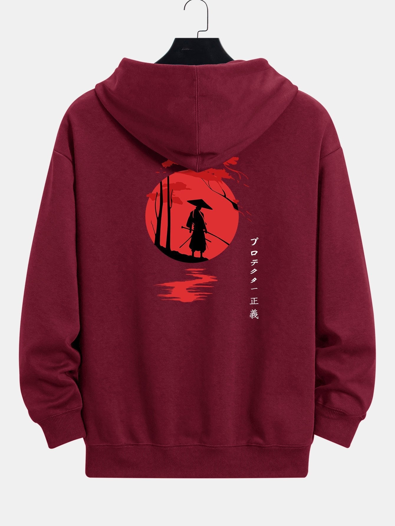 Slogan Samurai Back Print Relax Fit Hoodie