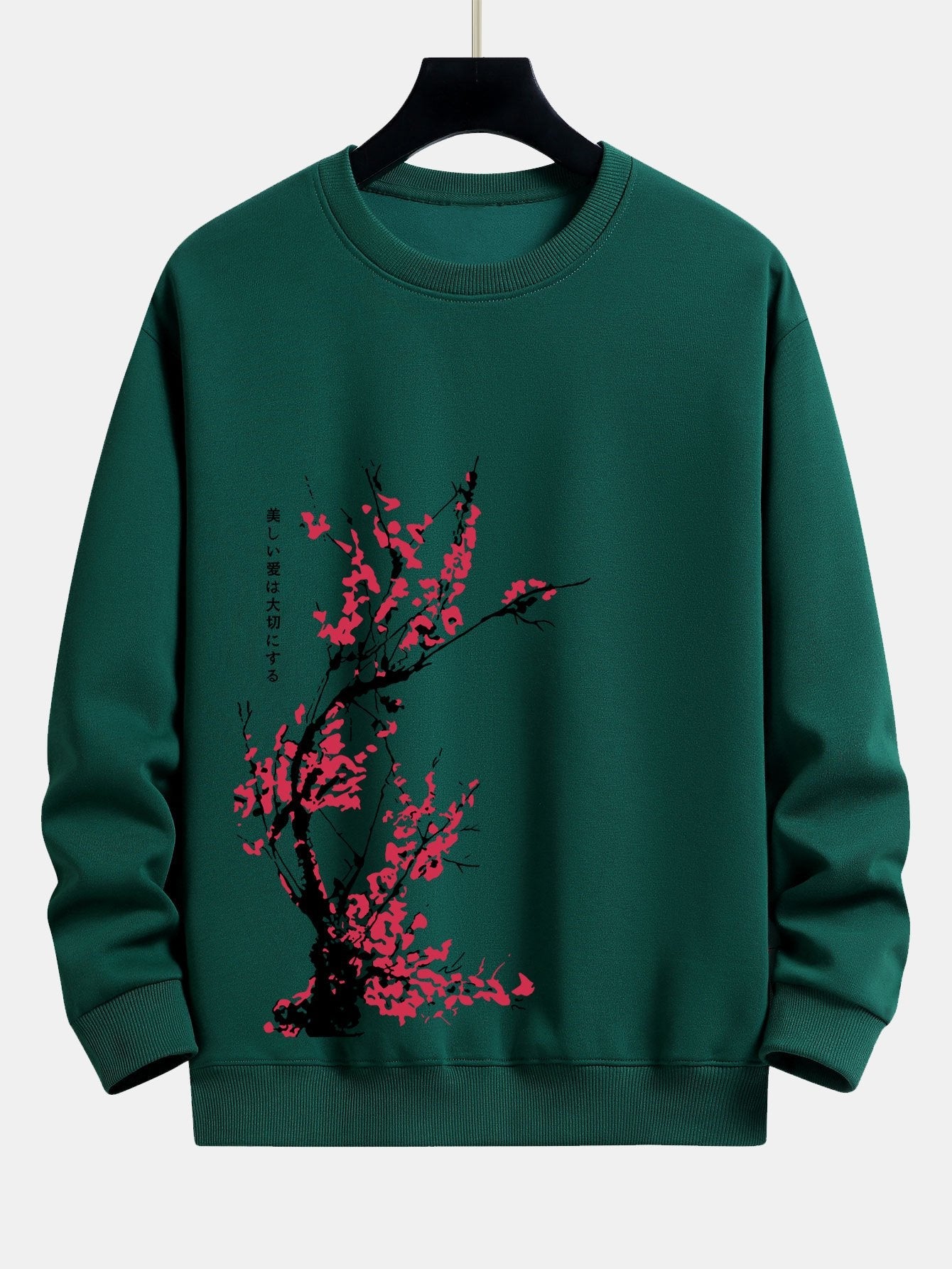 Plum Blossom Slogan Print Relax Fit Sweatshirt