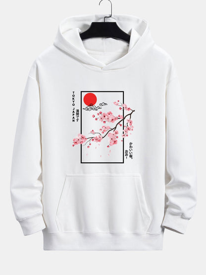 Cherry Blossom Slogan Print Relax Fit Hoodie