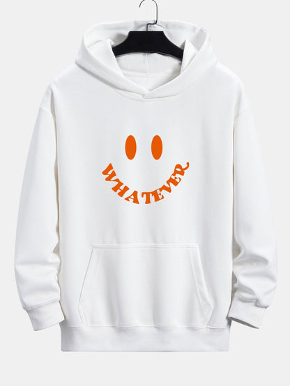 Smiley Face Slogan Print Relax Fit Hoodie