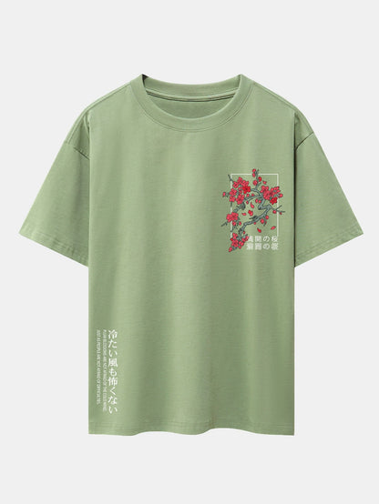 Cherry Blossom Slogan Print Drop Shoulder Oversize T-Shirt