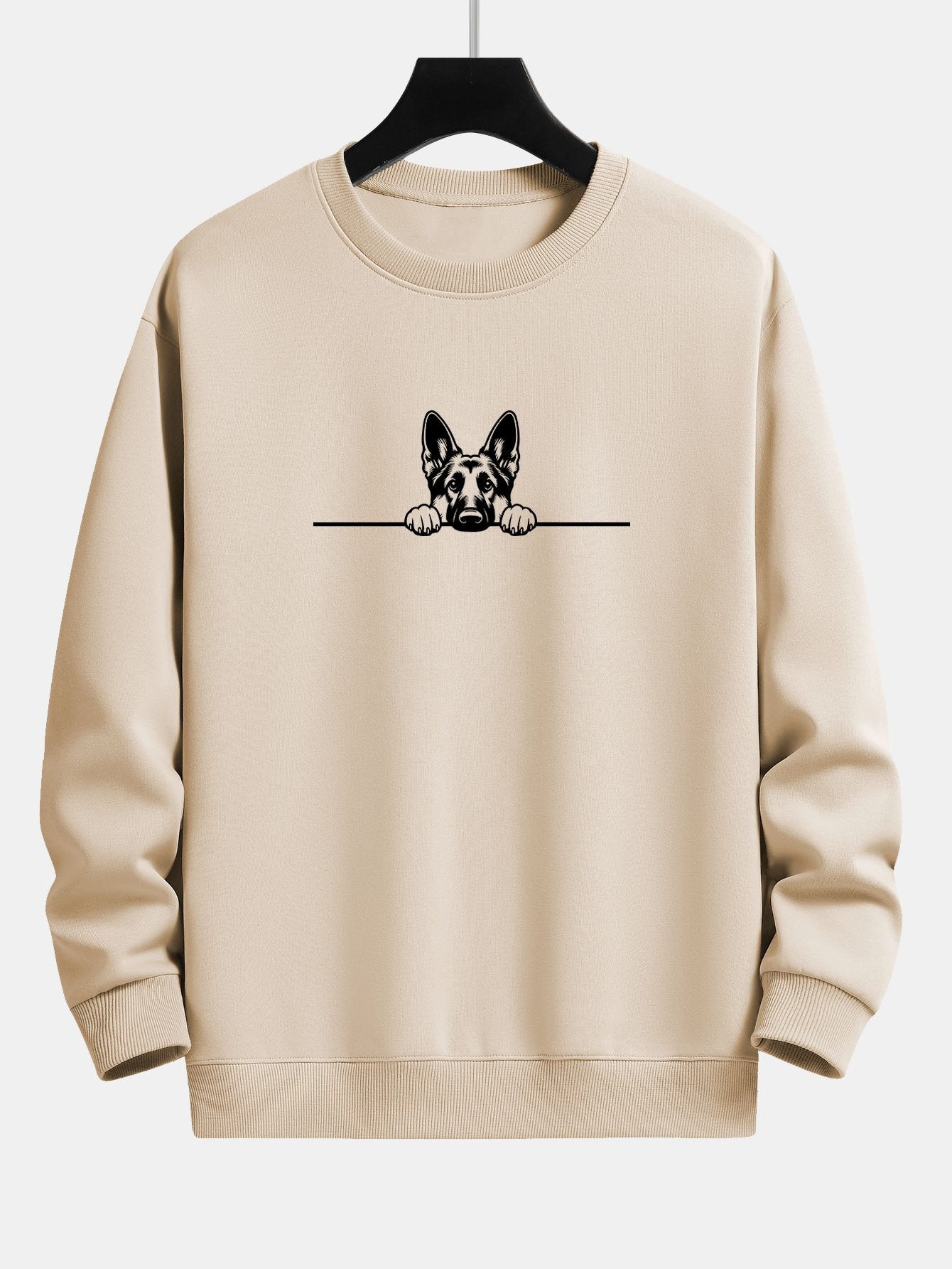 Peeking German Shepherd Dog Print Relax Fit Sweatshirt