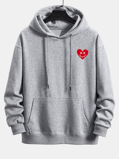 Heart Shaped Smiley Face Print Relax Fit Hoodie