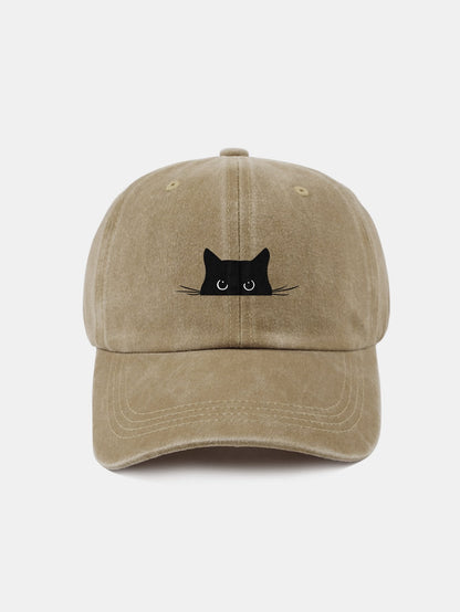 Cat Pattern Casual Washed Cotton Baseball Cap