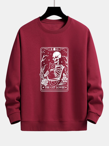 Cat Skeleton Print Relax Fit Sweatshirt