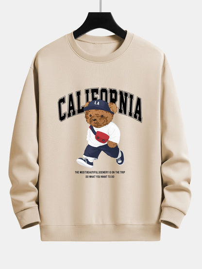 California Fashion Bear Print Relax Fit Sweatshirt